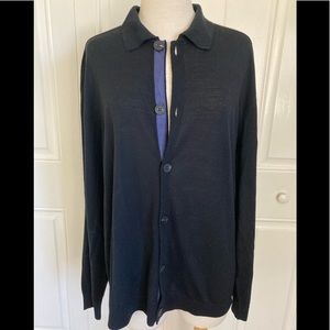 Nicole Farhi Wool Navy Button Front Cardigan